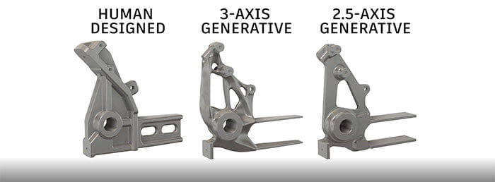 Vergleich von humanem vs. generativem Design an 3 Objekten